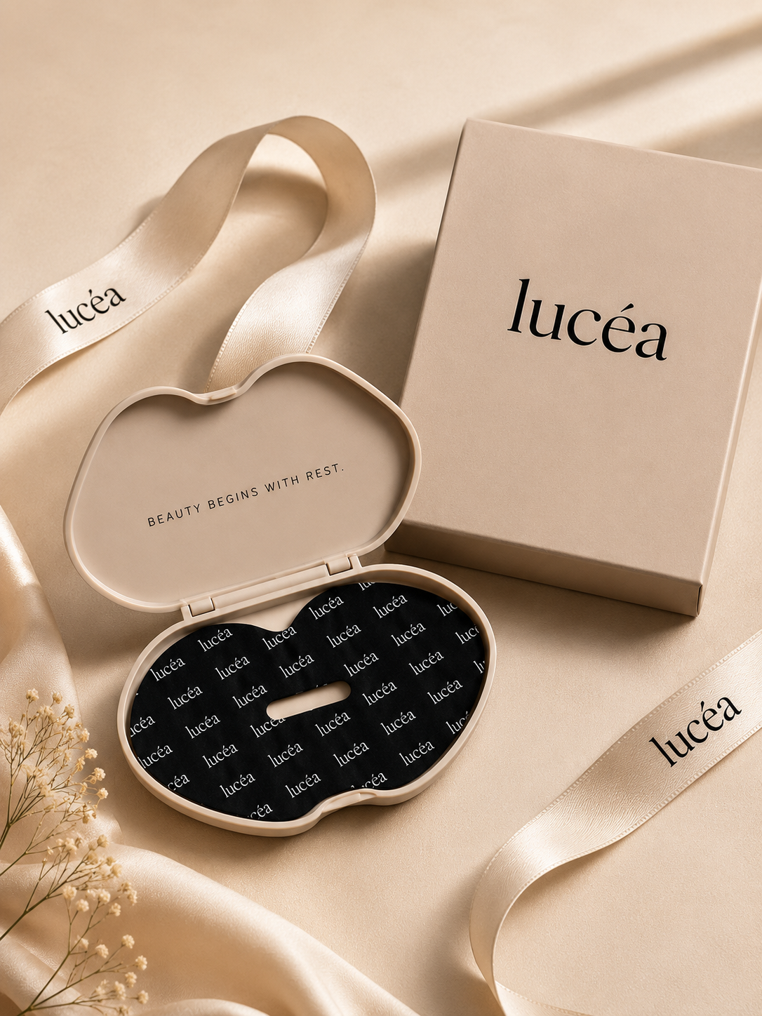 Open case beside Lucéa gift box